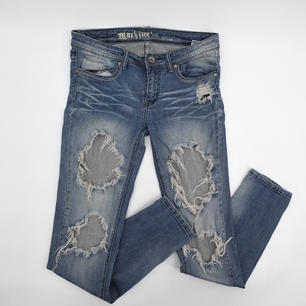 Machine Jeans Womens 9 Blue pour neuf mode Ripped Destroyed Low Rise